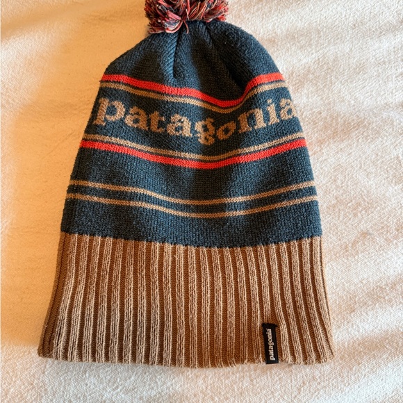 Patagonia Blue and Brown Knit Beanie - Picture 3 of 5